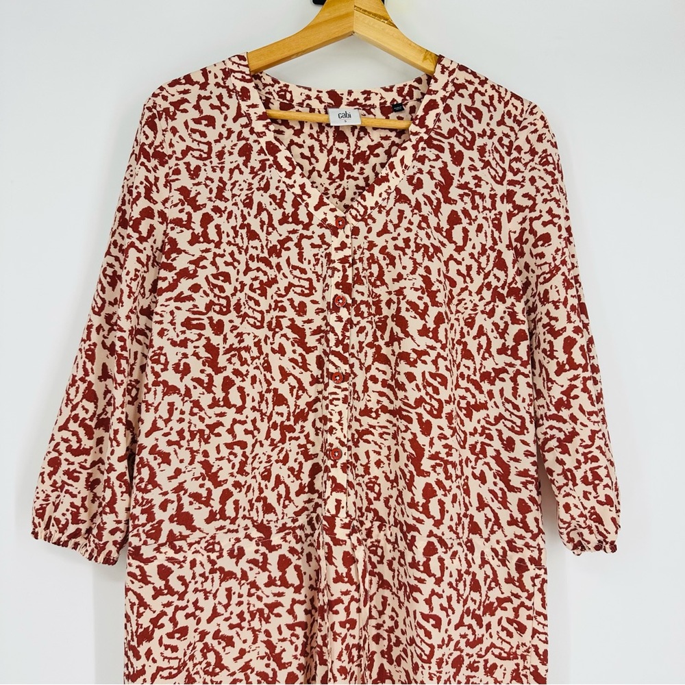 Cabi Natural Rust Button Front Sienna Tie Waist Tunic Dress S - Picture 5 of 10